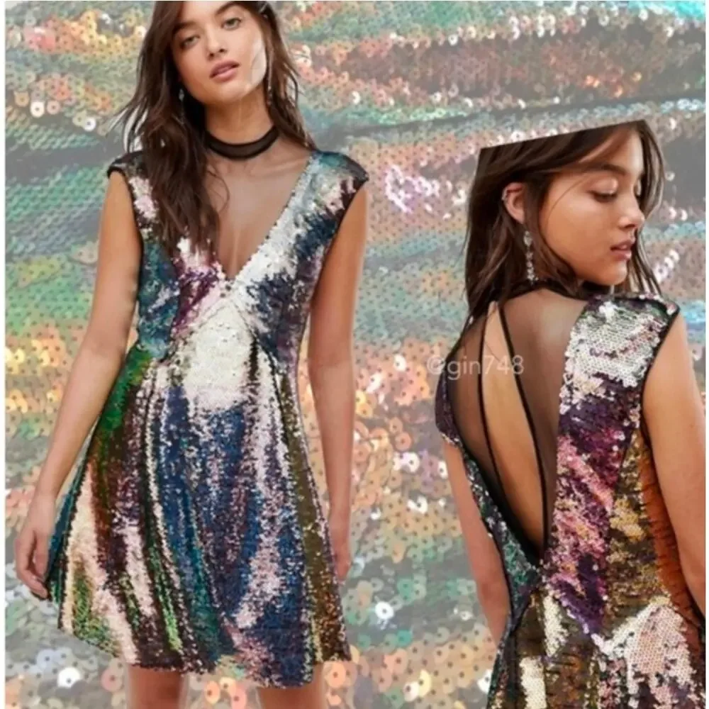Free People Multicolor Sequin Midi Dress